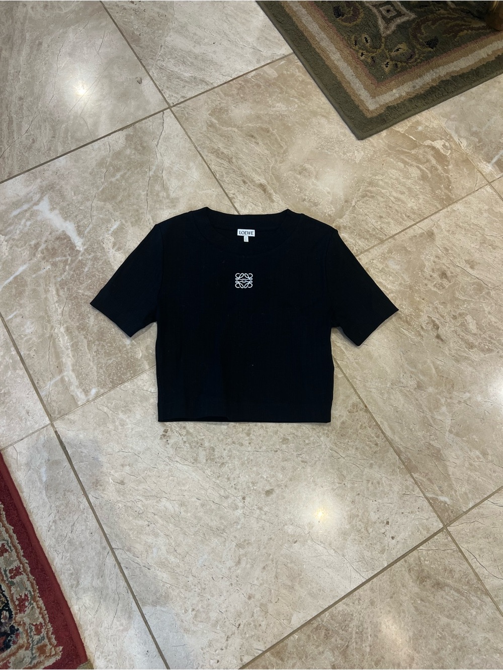 Black Loewe Anagram Cropped Top